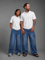 Unisex Baggy Cargo Denim Jeans – Relaxed Fit, Machine Washable, All-Season Wear, 4 Colors