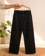 Men's Baggy Cargo Denim Jeans | Jet Black - Image 2