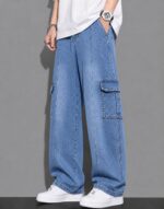 Men's Baggy Cargo Denim Jeans, Machine Washable, All Season Version