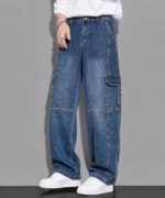 Men's Baggy Cargo Denim Jeans, Machine Washable, All Season Version - Image 3