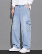 Men's Baggy Cargo Denim Jeans, Machine Washable, All Season Version - Image 2