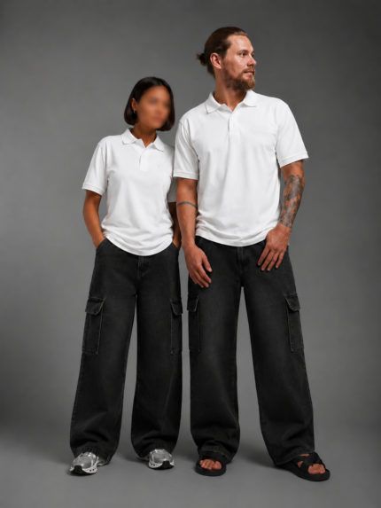 Oversized Cargo Denim Jeans (Unisex) – All-Season, Easy-Care Fabric, 2 Color Variants