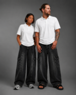 Unisex Relaxed-Fit Cargo Jeans – Streetwear Denim, Machine Washable, Available in 4 Colors