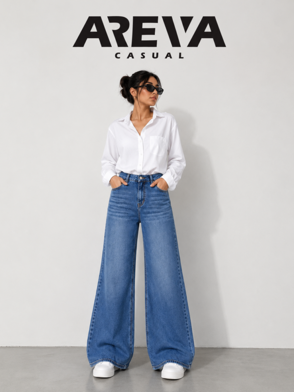 High-Waisted Wide-Leg Denim Jeans