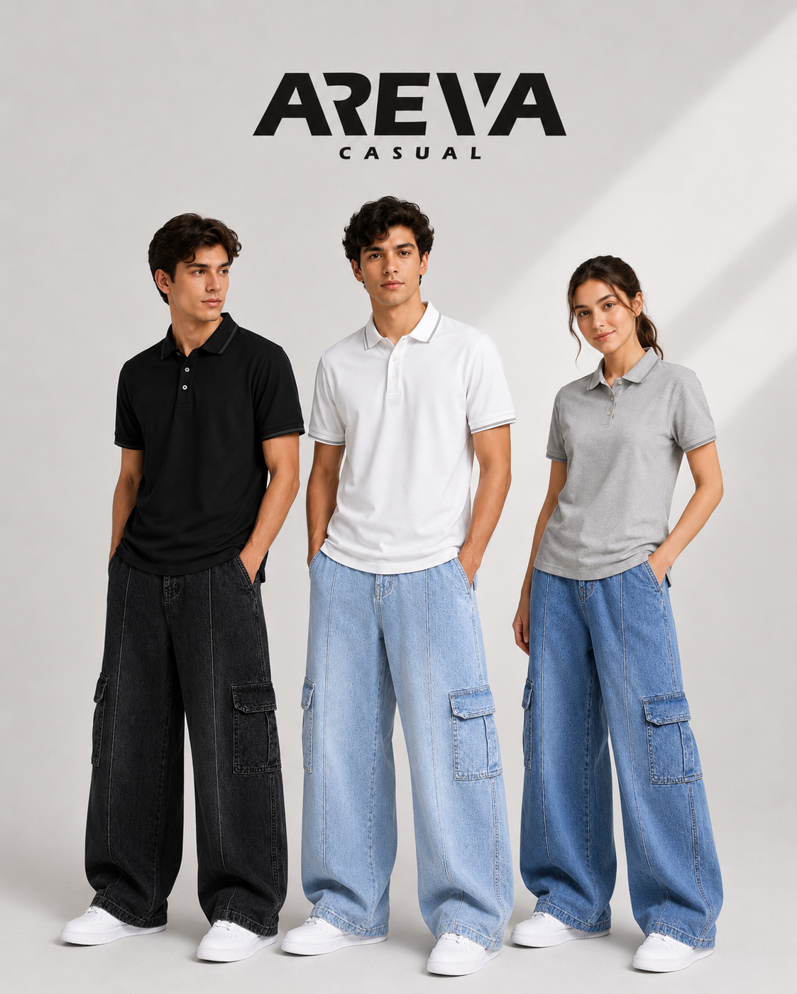 grey + white + black shirts Core Polo Shirt– Available in Grey, Black & White