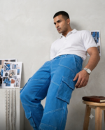 Azure Blue Utility Cargo Pants